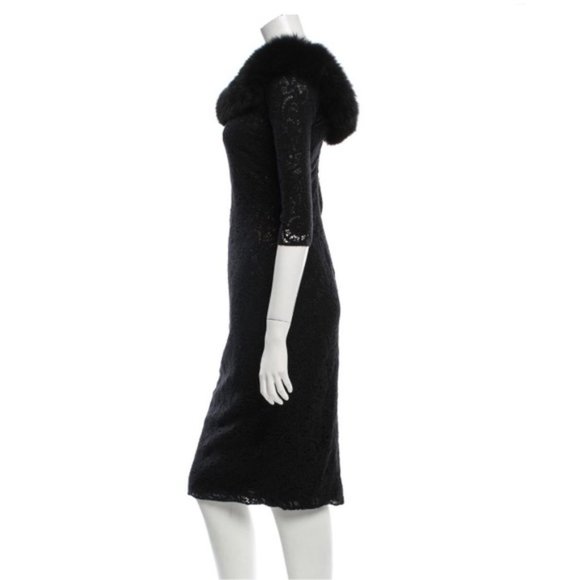 NWT PAMELLA ROLAND Mink Fur-Trimmed Formal Dress - Picture 3 of 7